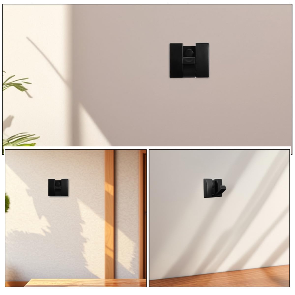 BETOOKY Ganchos de Pared Plegables de Aluminio Espacial Negro, 4 Unidades, Multiusos para Baño y Dormitorio, Colgadores Adhesivos Resistentes para Toallas, Ropa y Llaves