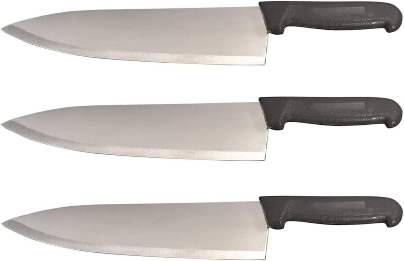 12" Chef Knife Black Handle - Razor Sharp Commercial Kitchen Cutlery - Cook's Knives (3 Pack - 12" Chef)