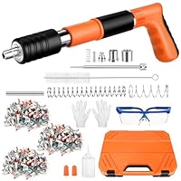 Manuelle Nagelpistole mit 300 Runden Nägeln, 5 Gänge Einstellbares Nagelpistole, Nail Gun für Stahl & Beton Tragbar und Geräuscharm, Schutzausrüstung im Lieferumfang enthalten(Schutzbrille,Handschuhe)