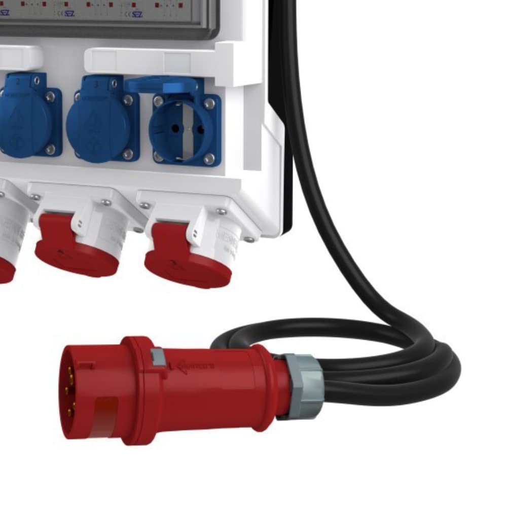 Doktorvolt Stromverteiler Mit Steckdosen 4x230V 2x16A 1x32A 400V CEE LS Schalter Kabel Mit CEE Stecker Baustromverteiler Wandverteiler Mit Leitung Sicherheitsklappdeckeln IP44