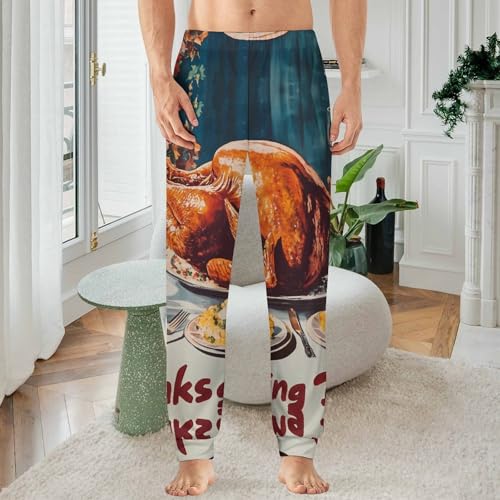 Vintage Thanksgiving Table Men's Pajama Bottoms Sleep Lounge Soft Comfy Pants Sleepwear2