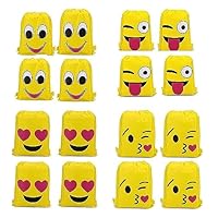 Smiley Turnbeutel,RoadLoo16 Stück Emoji Turnbeutel Rucksack Kindergeburtstag Emoji tüte Sportbeutel Gastgeschenke Beutel Geschenktüte Party Supplies für Geschenktaschen Kunst und Handwerk