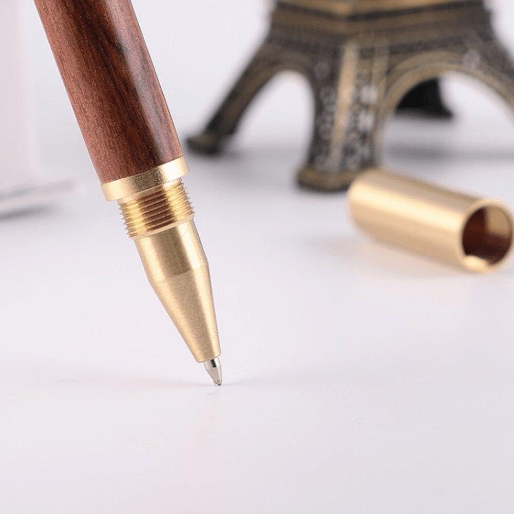 3 Teile/Satz Vintage Holz Körper Kugelschreiber Messing Kugel Roller Stift Metall Kappe Kugelschreiber Schreibwaren Schule Business Geschenke Liefert