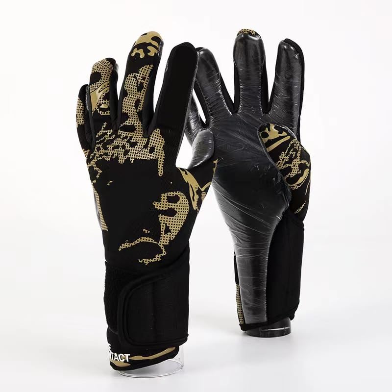 Gants de gardien de but de football noirs disponibles en tailles 6 à 10 pour l'entraînement