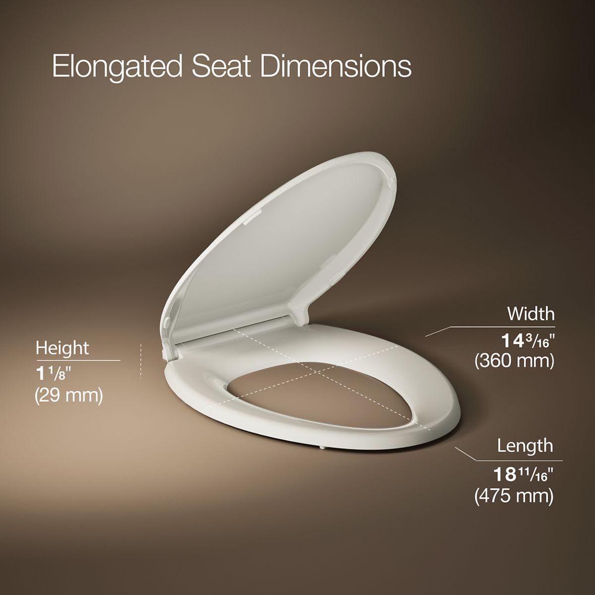 KOHLER 4636-RL-47 Cachet ReadyLatch Elongated Toilet Seat Slow Close, Soft Close Toilet Seat Quiet Lid, Contoured Grip-Tight Bumpers Installation Hardware, Apartment Essentials. Almond