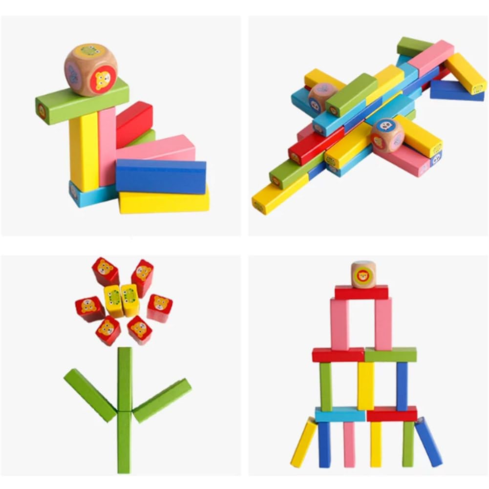 Jouet Construction Bois Montessori 3 en 1 coloré empiler équilibrer