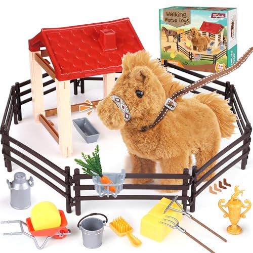 Toylink Plush Horse Toys for Kids Stuffed Animal, Electronic Plush Interactive Toy Pony with Making Sound/Walking/Wagging Tail, Birthday Gifts...