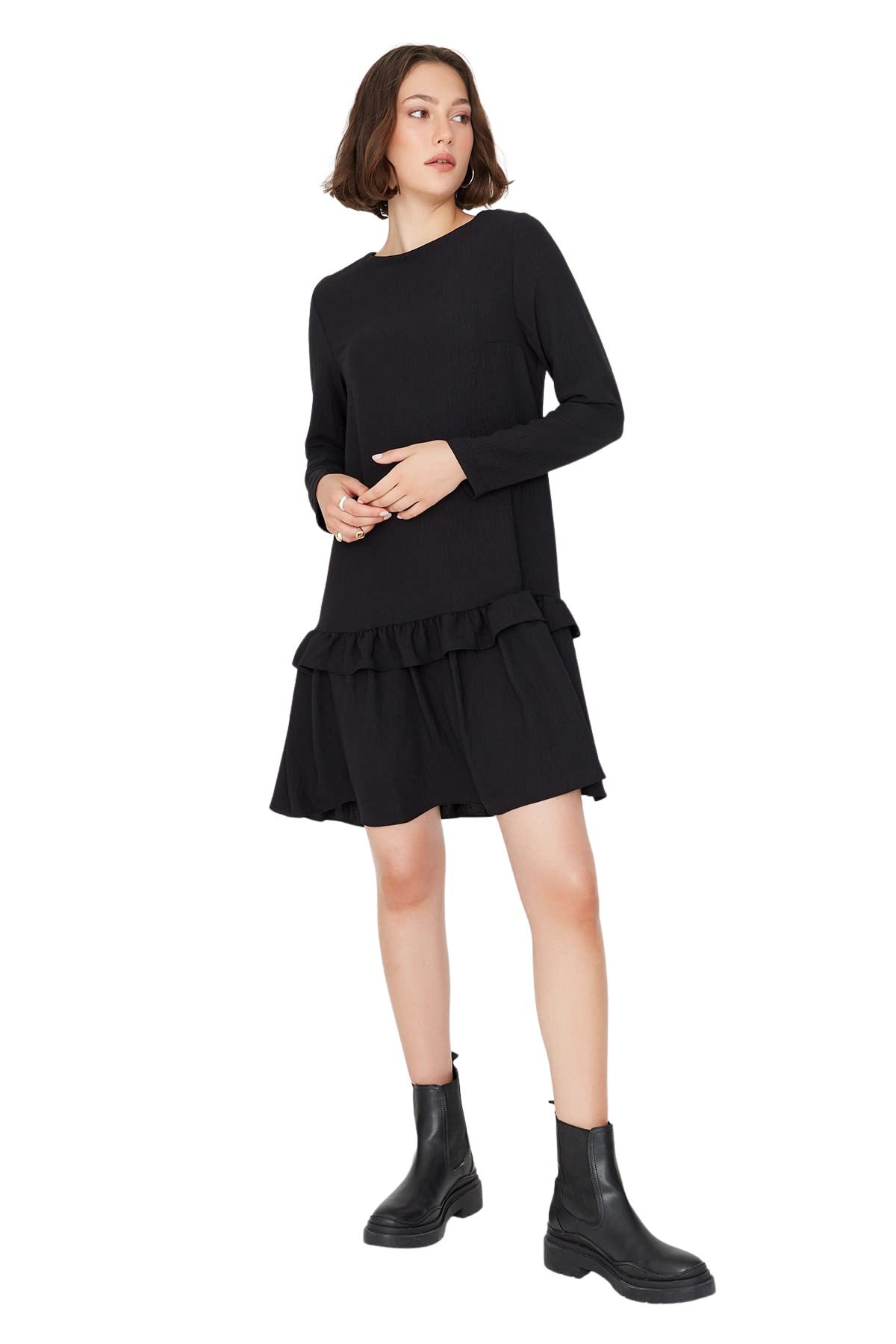 Trendyol FeMan Mini Shift Relaxed fit Woven Dress Black