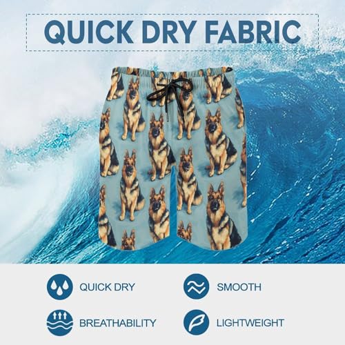 Hawaiian Shorts for Men - German Shepherd Dog Print Quick Dry Mens Swim Trunks Bathing Suits with Mesh Lining3