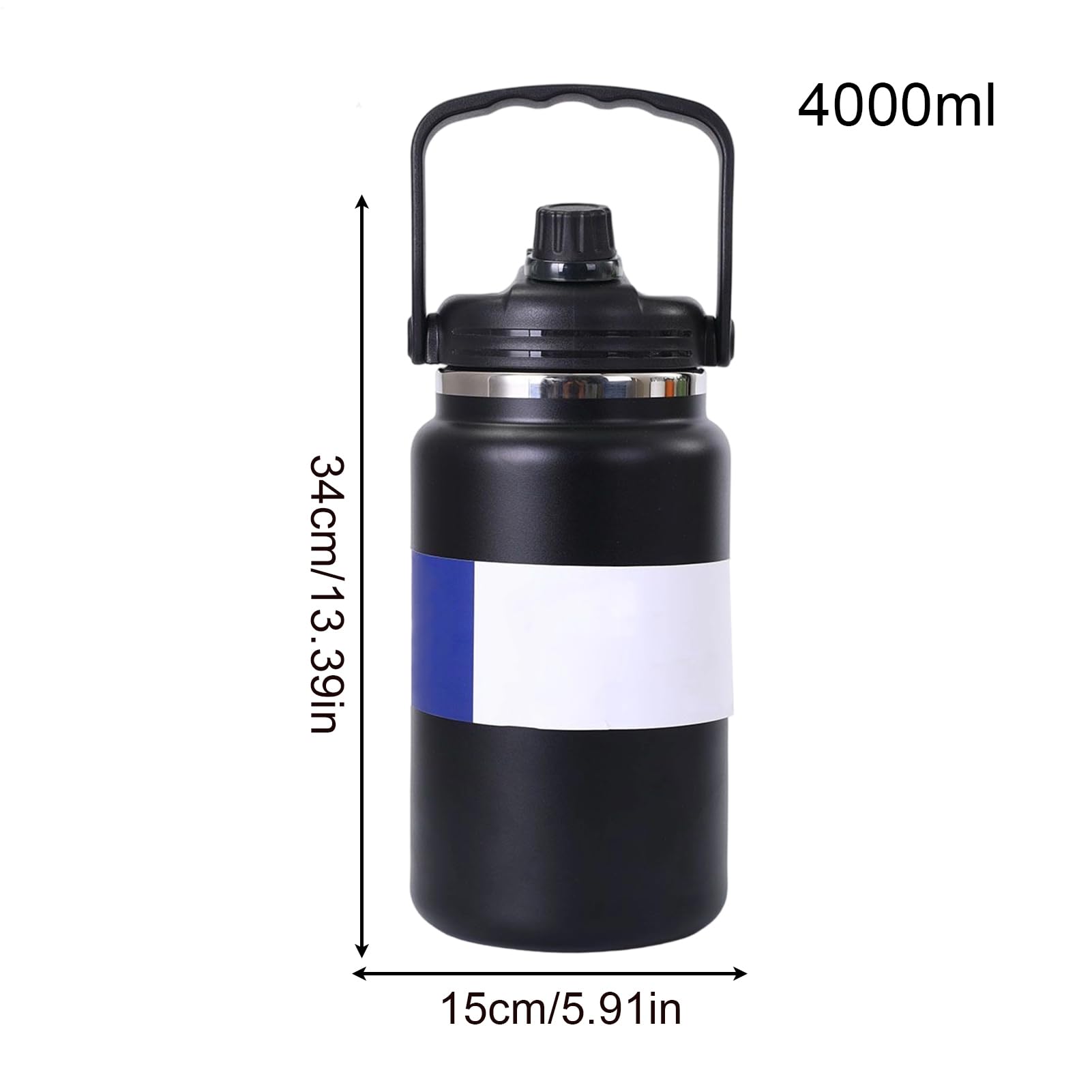 Bidon Termiczny 4 l Termos Próżniowy | Butelka Do Wody Izolowana Ze Stali Nierdzewnej Do Siłowni Wędrówek Szkoły Podróży Kempingu Kolarstwa Sportów Plaży Na