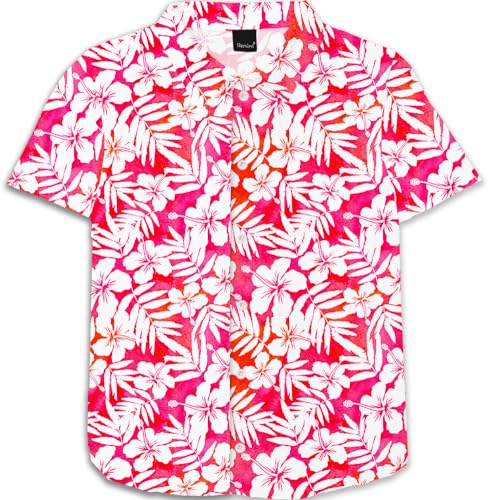 Image of Remimi Unisex Kids 4th of July Button Up Shirt Boys American Flag Print Hawaiian Beach Short Sleeve Tops 5-14 Years