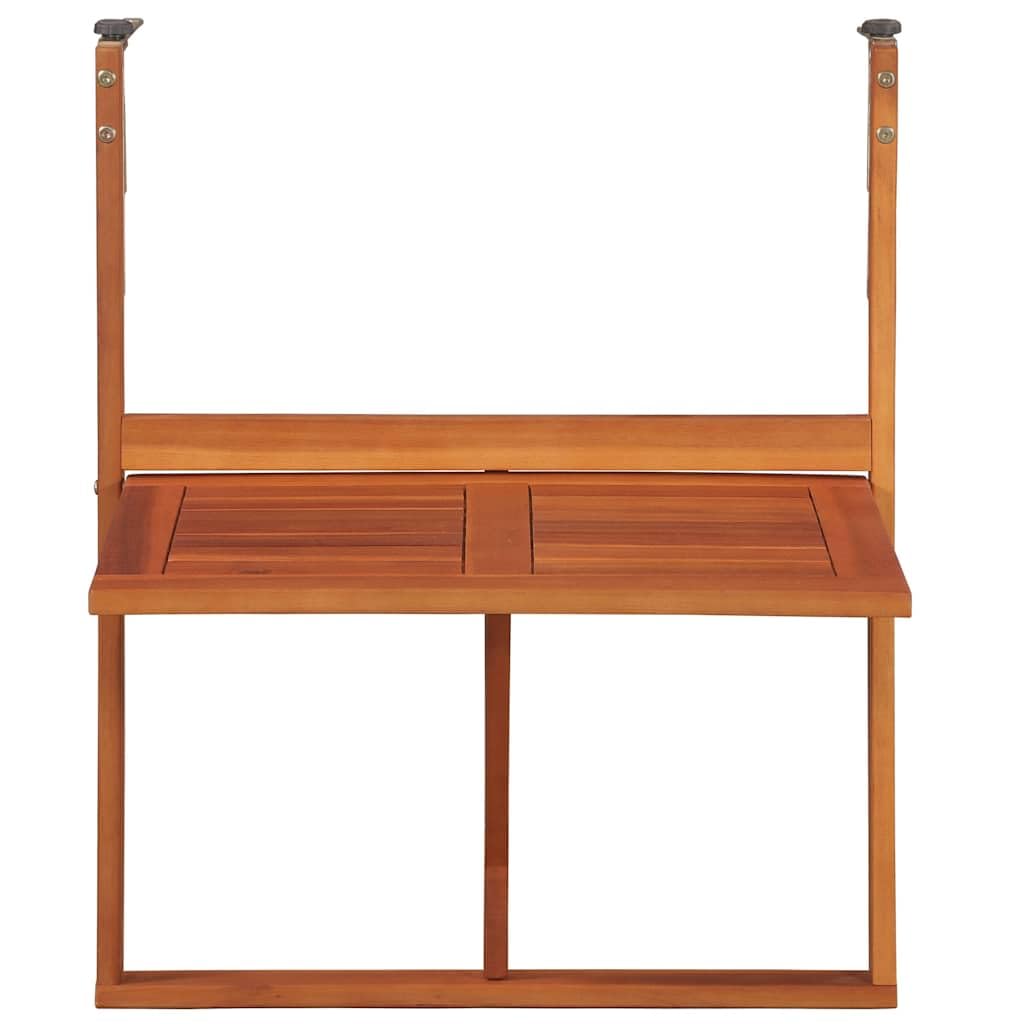 Tavolo sospeso da balcone in legno massello di acacia, 64,5 x 44 x 80 cm, pieghevole per ringhiera, terrazza, veranda, durevole, resistente alle intemperie