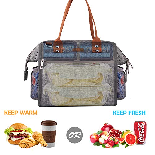 Insulated Lunch Bag, MOKALOO Large Capacity Lunch Tote Box With Removable Shoulder Strap, Multi-functional Reusable Thermal Snacks Cooler Bag for Men, Women