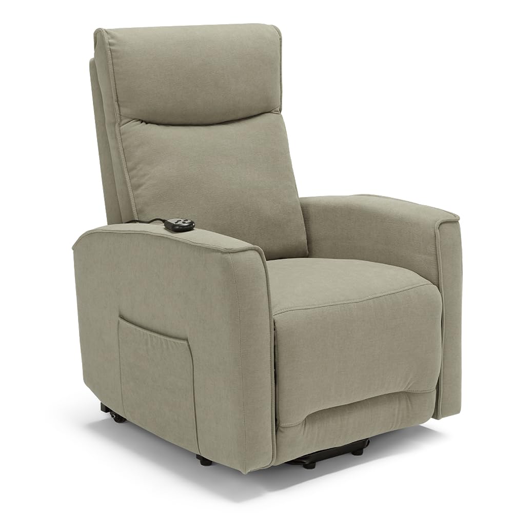 REDÒKASA Poltrona relax elettrica LONDRA per anziani, 2 motori, 2 ruote posteriori, Kit Optional Batteria, sistema reclinazione e alzapersona, tessuto idrorepellente (Senza Kit Batteria, Tortora)