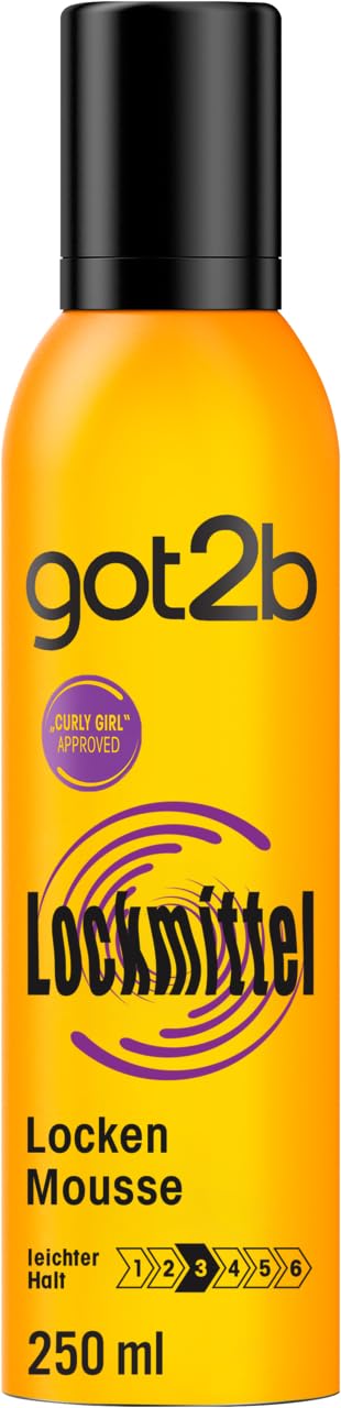 got2b Schwarzkopf Lockmittel Schaumfestiger (6x 250 ml) Locken Mousse mit Halt 3 für definierte Locken und Sprungkraft, bändigt abstehende Haare, mit Anti-Frizz-Wirkung