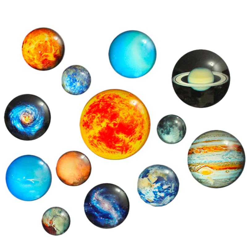 13 Imanes para Refrigerador Planeta Imanes Nevera Imanes Decorativos para Nevera Imanes Redondos Nevera Serie de Cielo Estrellado Imanes Adecuado para frigoríficos, pizarras Blancas y taquillas.