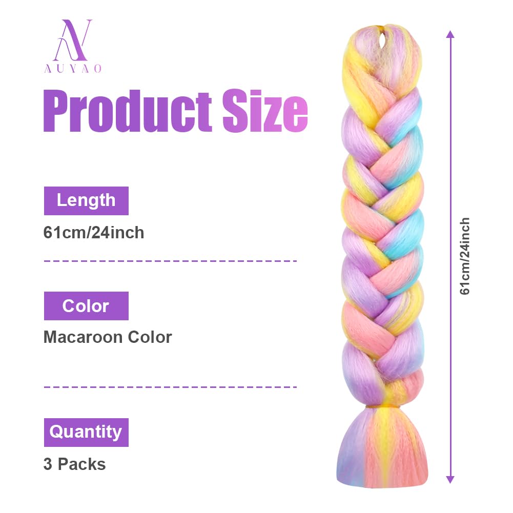 AUYAO Braiding Hair Extensions, 3Pcs Gradient Braid Hair Extension, Jumbo Braids Hair Extension Synthetic Wig - Image 2