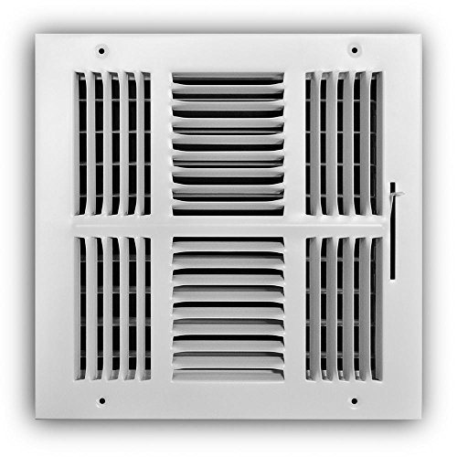 Registre de plafond 25,4 x 25,4 cm en acier blanc à 4 directions pour ventilation résidentielle