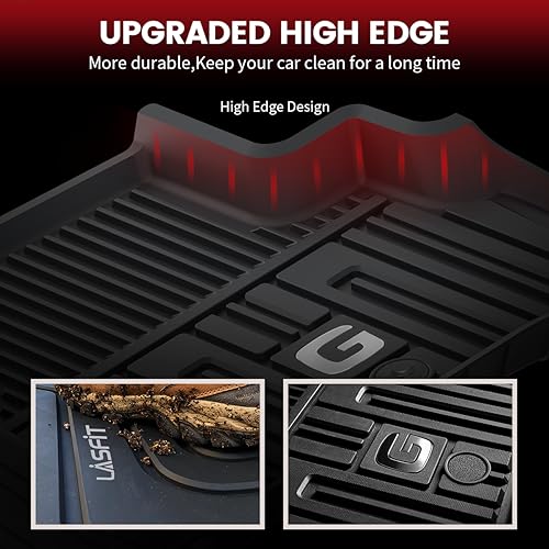 Image of LASFIT Floor Mats & Cargo Mat for Mercedes Benz G Class 2019-2026 | Fit for G550 /G580 /G63 AMG, All Weather TPE Non-Slip, 1st & 2nd Row Car Mats & Trunk Mat, Black