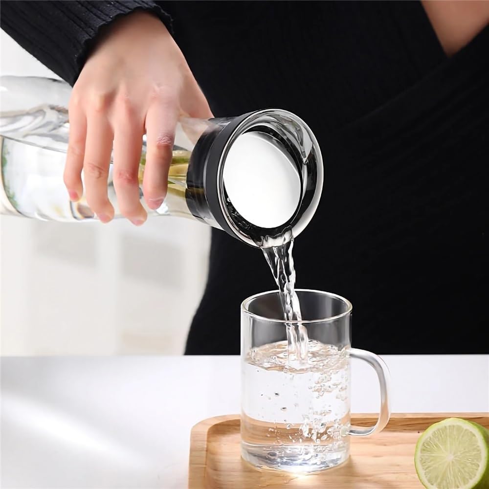 Jarra Agua Jarra de Agua de Gran Capacidad de 1500 ml, Botella de Vidrio con Tapa de Acero Inoxidable, hervidor de Agua for Jugo, Leche, Accesorios de Cocina Jarras Zumos(Negro)