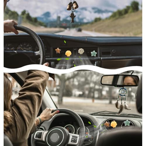 Image of ORIESSE Boho Car Vent Clips,4pcs Beach Car Decor Air Freshener Diffuser Vent Clips,Pentagram Stars Seashell Natural Stone Decoations for Women,Best Wishes for Lover and Friend