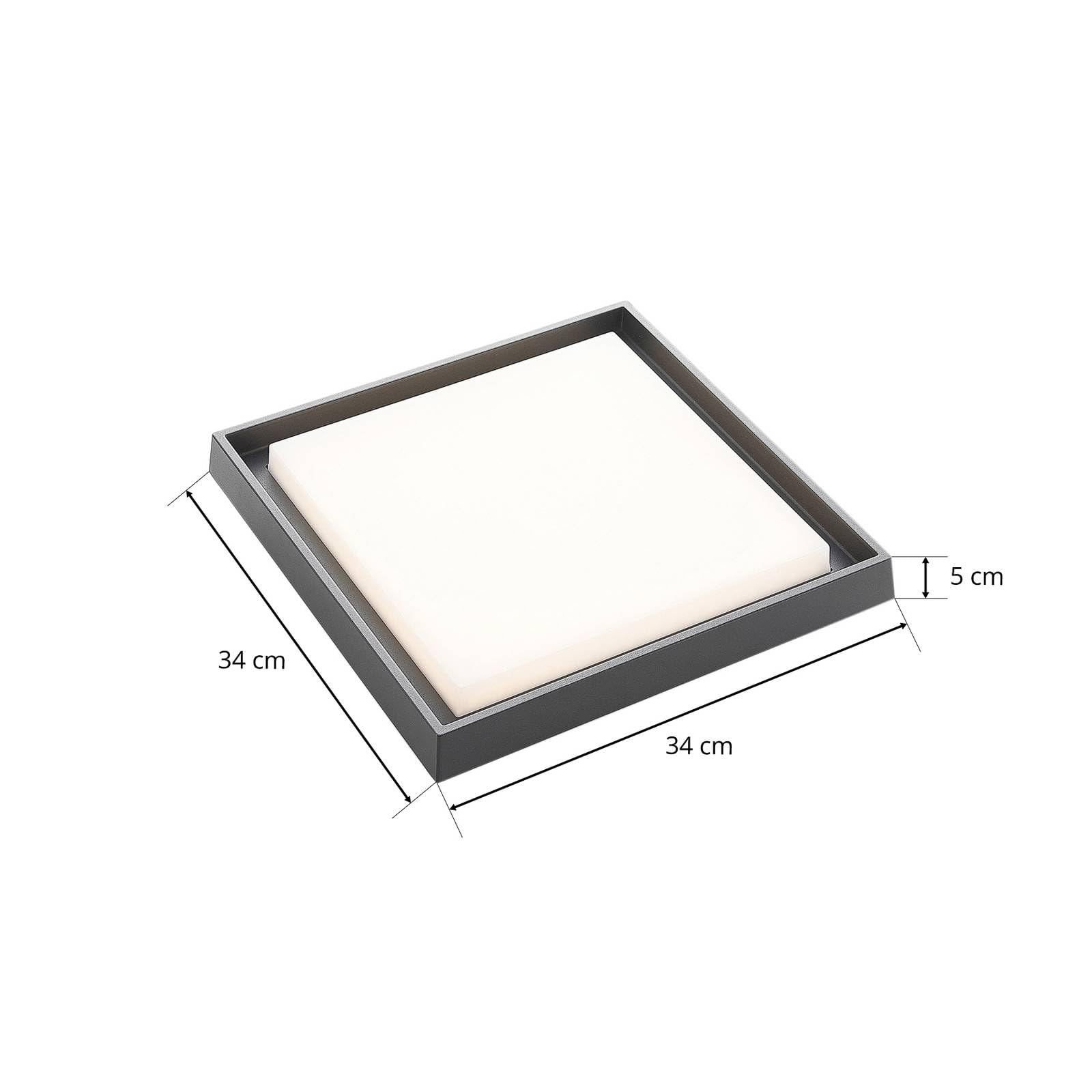 Lucande Plafoniere LED (Moderno) colore Grigio, in Alluminio lampadina inclusa lampada da esterni per giardino terrazzo balcone e casa plafoniera