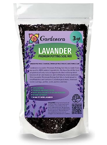GARDENERA Lavender Soil - Ideal Blend for Thriving and Fragrant Lavender Plants - 3 QUARTS