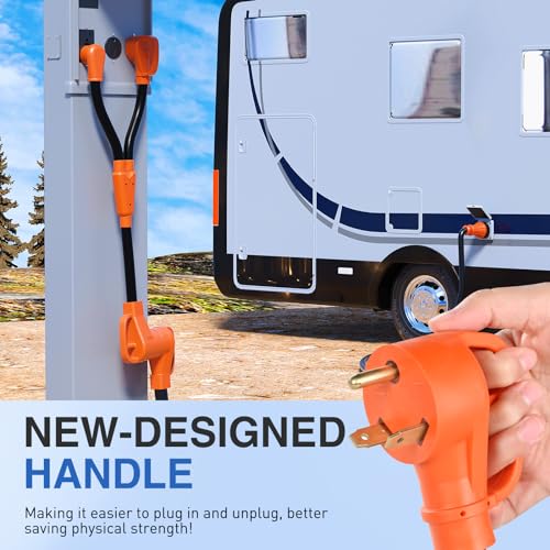Image of Nilight RV Y Splitter Adapter Cord 15 Amp 30 Amp to 50 Amp 5-15P TT-30P Male Plug to 14-50R Female Receptacle Heavy Duty Electrical STW Wire Waterproof Cord for RV Camper Van Trailer