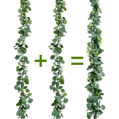 5.9' Artificial Eucalyptus Garland, 2Pcs Faux Silk Silver Dollar ...