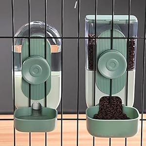 Pet food water dispenser hanging automatic pet food water feeding station gravity cat dog rabbit feeder water dispenser set cage cat water dispenser food bowl for bunny guinea pig ferret   cucciolini doodles