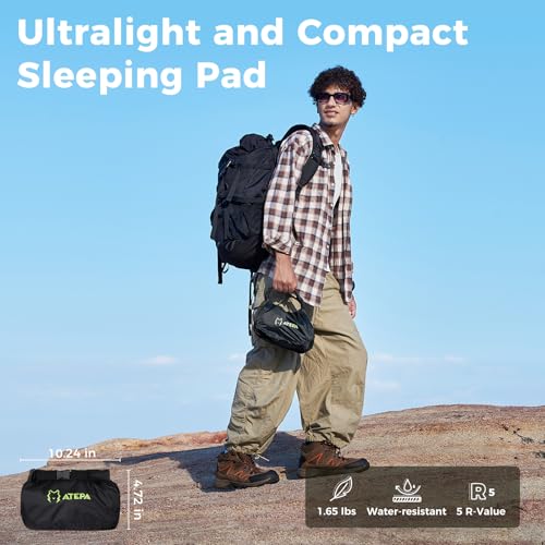Image of ATEPA ThermAir Pro Sleeping Pad, 5 R-Value Insulated Air Mattress
