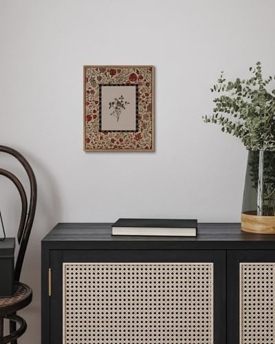 Image of KISSFOX Vintage Framed Wall Art Decor Rustic Flowers Birds Pictures Wall Decor Botanical Floral Canvas Art Prints Red Natural Farmhouse Paintings Artwork For Bedroom Kitchen Living Room