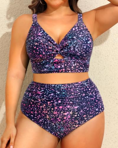Image of Daci Plus Size Two Piece Swimsuits High Waisted Tummy Control Bikini