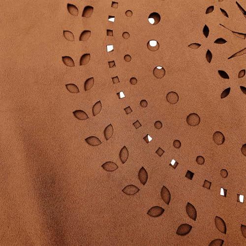 HGps8w Women's Hollow Faux Suede Shawls and Wraps, Vintage Long Tassels Stole Shrug Cape Scarf4