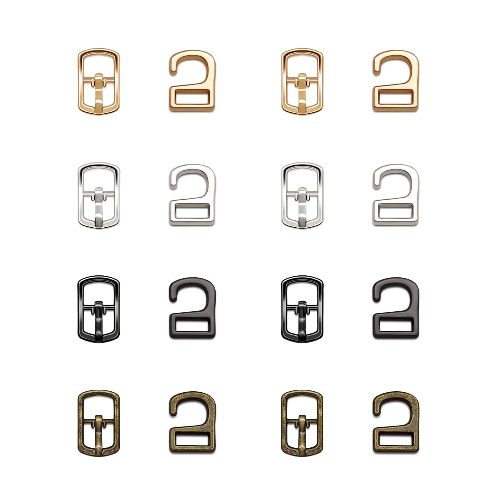 Jamsinmu Metal Clasps 4 Colors*2 Metal Shoe Buckle Belt Buckle, Buckle Metal Roll Buckles + 8 * 8mm G-Hooks, for DIY Accessories, Belt, XK023B-8mm Mix Color*2
