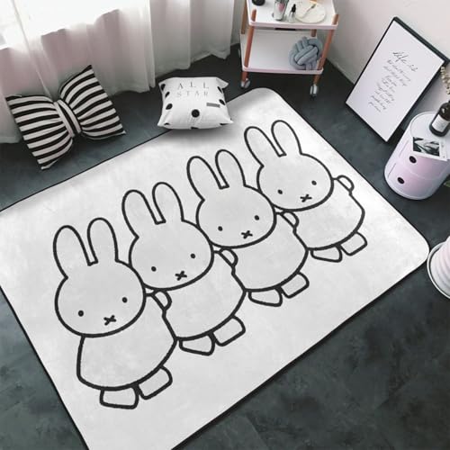 カーペット ミッフィー ラグ ラグマット 150×100cm おしゃれ 滑り止め 絨毯 じゅうたん 洗える 室内リビングマット 寝室 居間用 家庭用 オフィス用