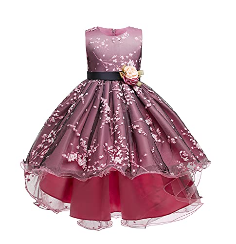 USEMPER Satin Flower Girl Dress Big Kids Graduation Dress Teen Pageant Dress Fancy Girls Flower Dresses Ball Gowns for Girls Princess Gown with Train Size 11T 12T Years(BeanPaste 160)