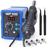 WEP 858D Hot Air Rework Soldering Station with Temperature Control, Adjustable Air Volume, Digital Display for SMD Soldering with 4 Extra Hot Air Nozzles