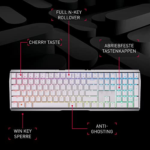 CHERRY MX 3.0S Wireless, Gaming-Tastatur, DE QWERTZ, MX RED, Weiߠ – Ansicht 2