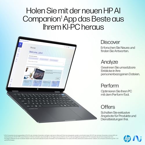 HP OmniBook Ultra Flip Next Gen AI Laptop | Intel Core Ultra 7 258V | dedizierte NPU für KI | 47 NPU Tops | Copilot+ PC | 14 2,8K OLED Touchscreen | 32GB | 2TB SSD | QWERTZ | Win11 | Eclipse Gray