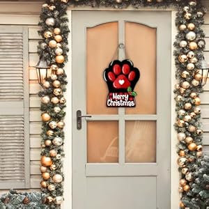 Merry Christmas Dog Cat Paw Front Door Sign, Xmas Buffalo Plaid Farmhouse Wood Door Hanger Outdoor Porch Decor, Winter Holiday Wooden Wreath Indoor Wall Hanging Decoration Pet Lover Gifts Merry Christmas Dog Cat Paw Front Door Sign Xmas Buffalo Plaid Farmhouse Wood Door Hanger Outdoor Porch Decor Winter Holiday Wooden Wreath Indoor Wall Hanging Decoration Pet Lover Gifts