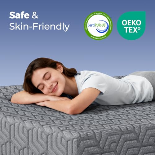 Yaak 12 Inch Queen Memory Foam Mattress, Cooling Gel Made in USA, Grey - image 7