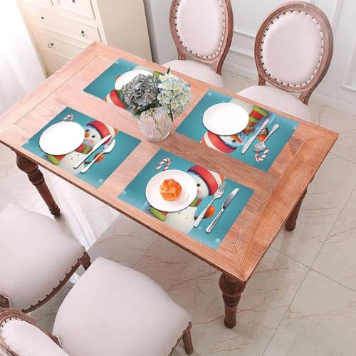 Set de table bonhomme de neige en PVC lavable résistant x4 pour repas de Noël