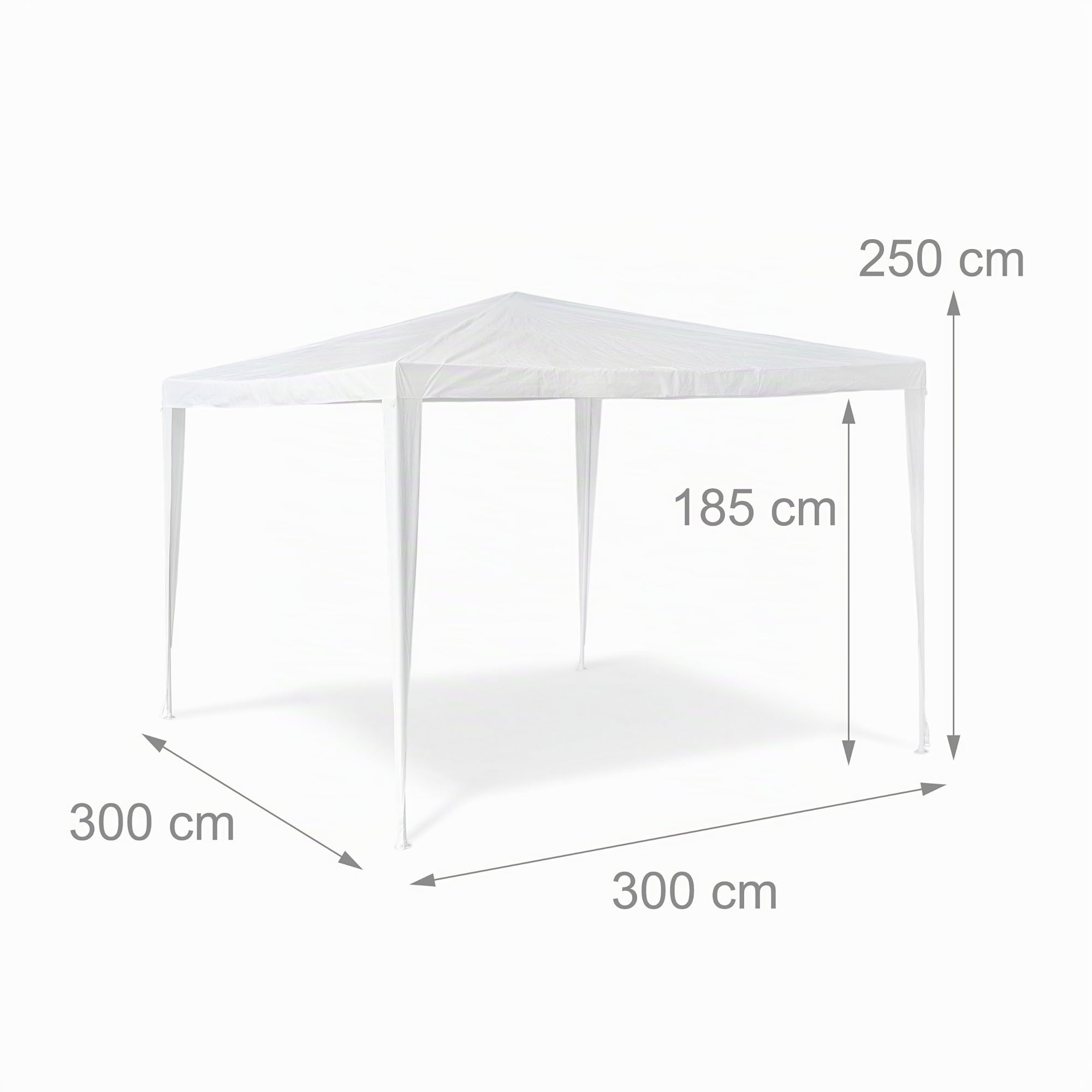Relaxdays Gazebo da Giardino, Tenda per Esterni Quadrata, con Tetto, 100% PE e HxLxP: 2,5x3x3 m, Festival, Bianco
