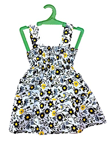 Image of Baby Girl's Fancy Printed Jhabla Knee-Length Frock 100% Cotton (4 pcs Set)