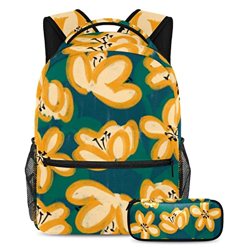 Sac à dos à fleurs jaunes avec imprimé floral multicolore unique