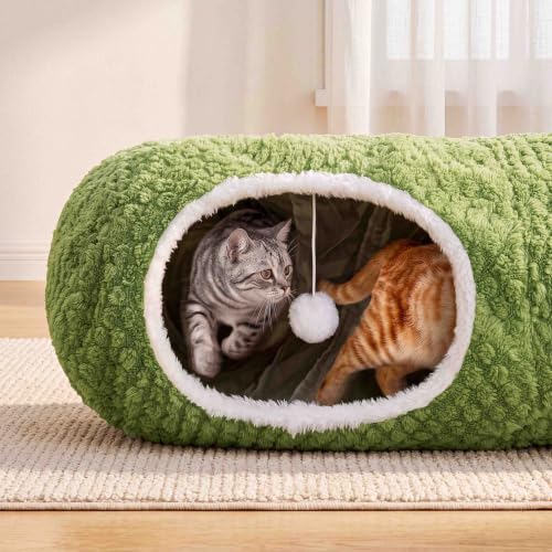 Image of Cat Tunnel Bed with 20 Cat Toys,Kitten Toys for Indoor Kittens,Green