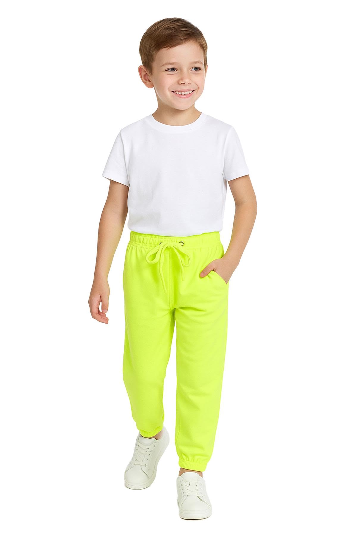 A2Z 4 Kids Fleece Joggers Tracksuit - Fleece Trouser Neon Green 13