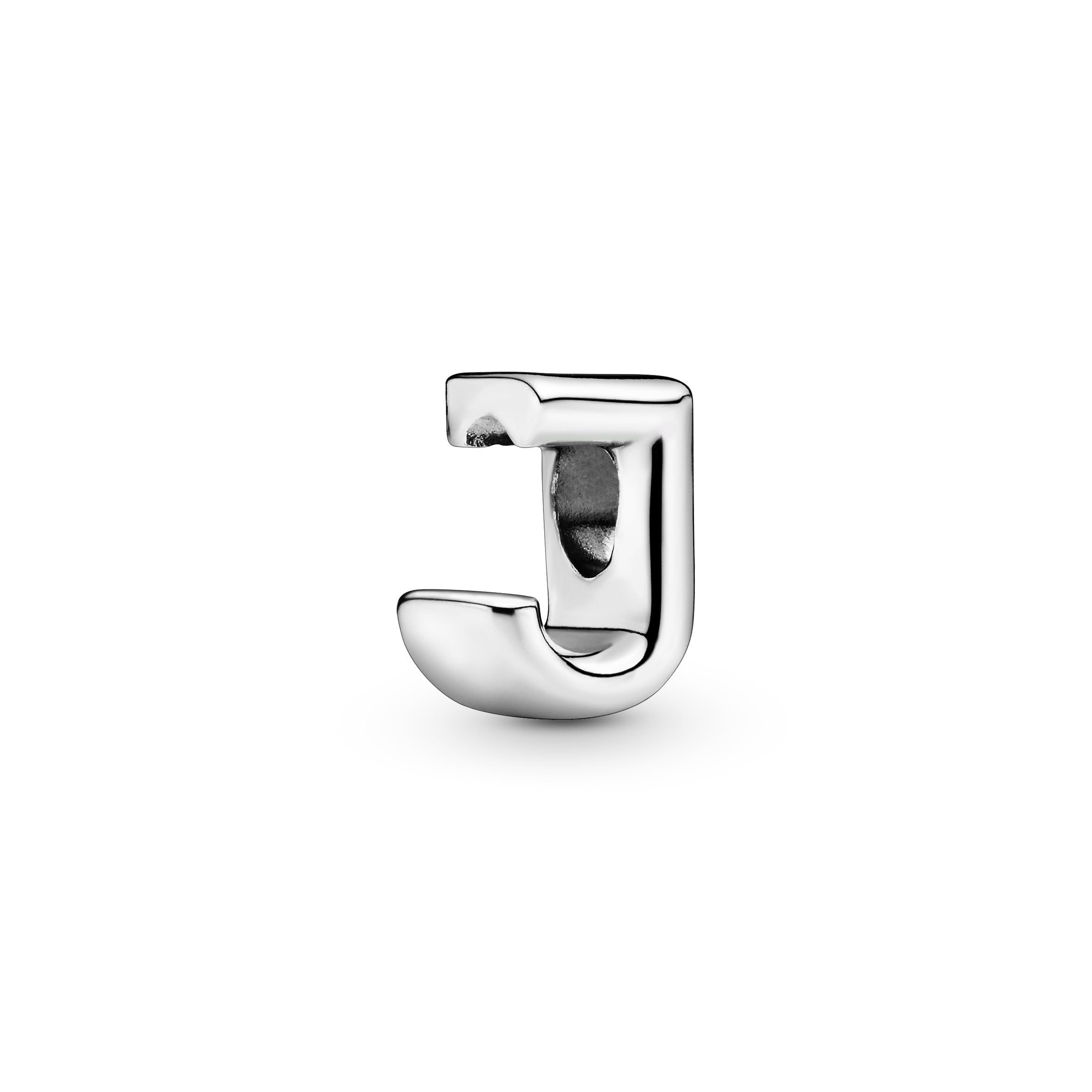 PANDORA Moments Buchstabe J - wendbares Alphabet-Charm aus Sterling-Silber mit geprägten Herzen und Perlen an der Rückseite - kompatibel mit Armbändern Moments Kollektion