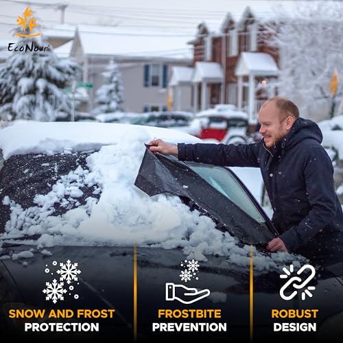 Image of EcoNour Windshield Cover for Ice and Snow | Enhanced 600D Oxford Fabric Windshield Cover for Any Weather | Water, Heat & Sag-Proof Car Windshield Snow Cover | (69 x 42 inches) (Pack of 2)
